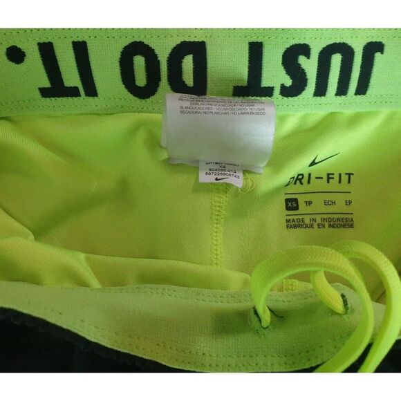 Nike Dri-Fit Athletic Running Shorts XS Black Yellow Double Layer Activewear - Picture 6 of 8
